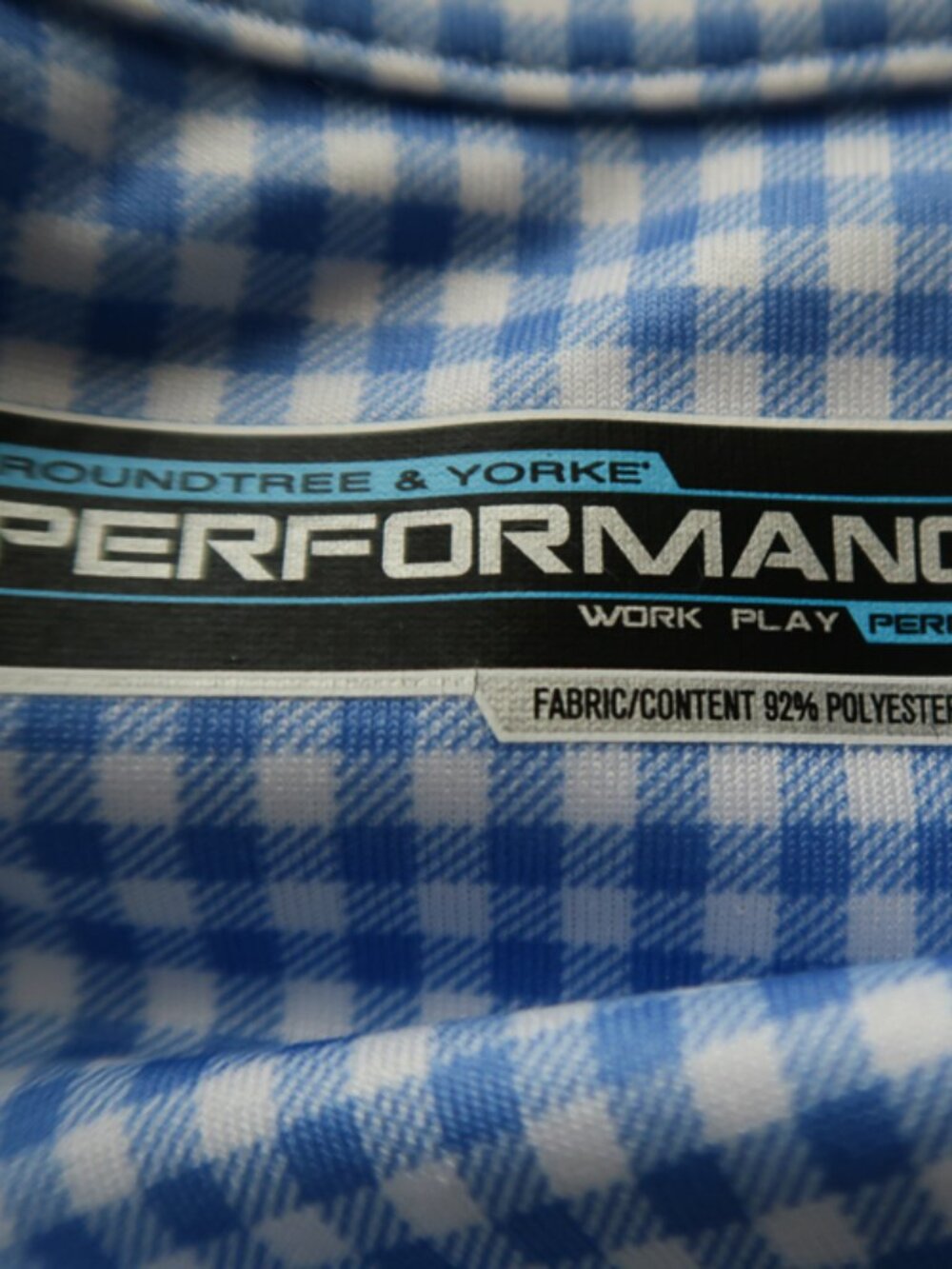 Roundtree & Yorke Blue Check Performance Stretch Polo (XXL) OMG! ⛳️